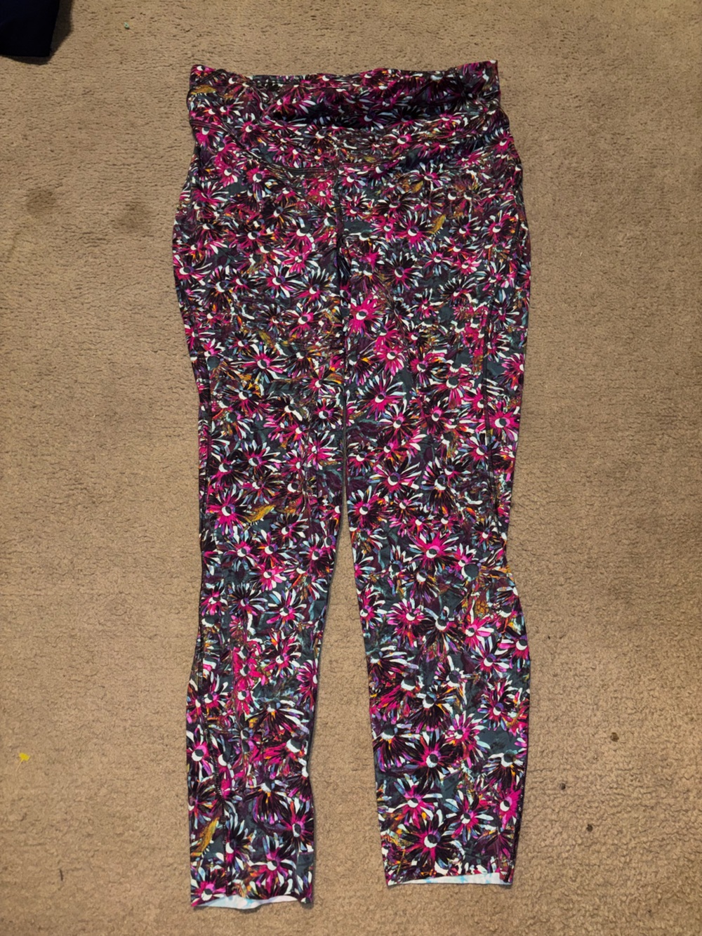 lululemon athletica Floral Pink & Black Leggings
